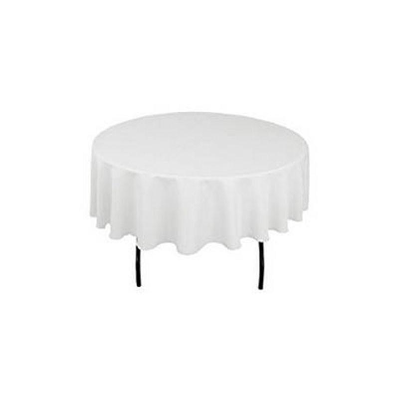 Nappe blanche table ronde de 8 personnes