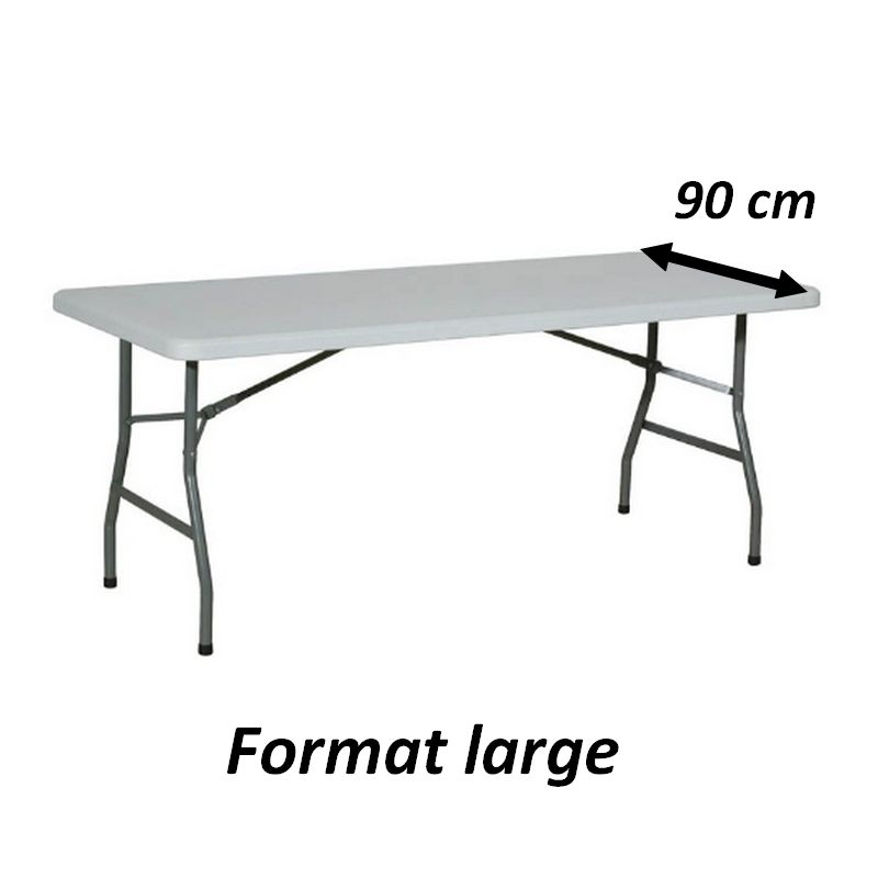 Table pliante rectangle 200x90 cm - Loc'Housses