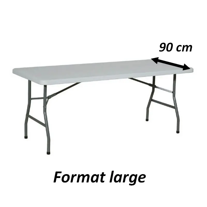 Table pliante rectangle 200x90 cm - Loc'Housses